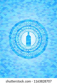 bottle icon inside sky blue mosaic emblem