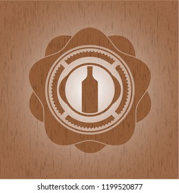 bottle icon inside vintage wood emblem