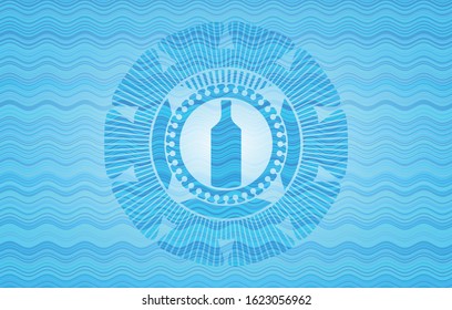bottle icon inside water concept badge background.