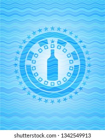 bottle icon inside water emblem background.