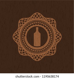 bottle icon inside wood emblem. Retro