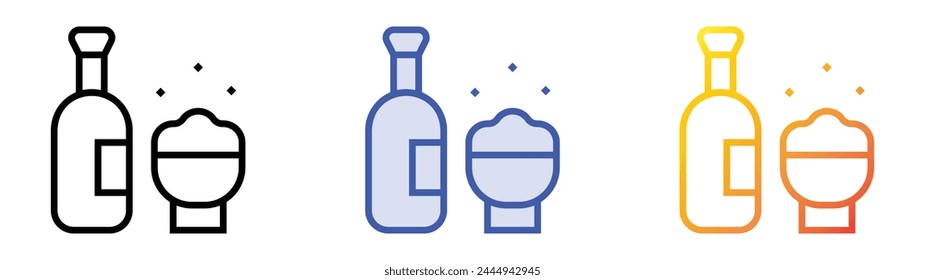 icono de botella. Diseño de estilo de relleno lineal, azul y degradado aislado sobre fondo blanco