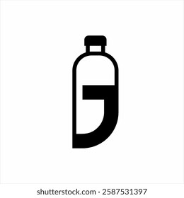 Bottle icon logo design with letter J.