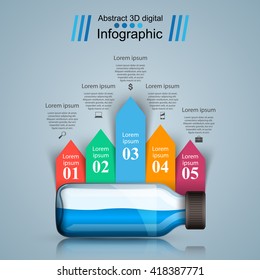 Bottle icon. Medical infographic design template and marketing icons.