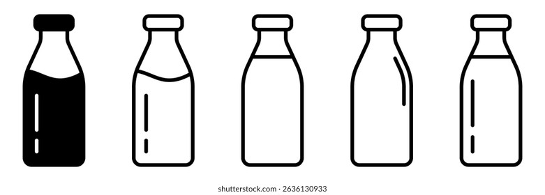 Bottle icon. Milk bottle icon. Milk jar icons set.