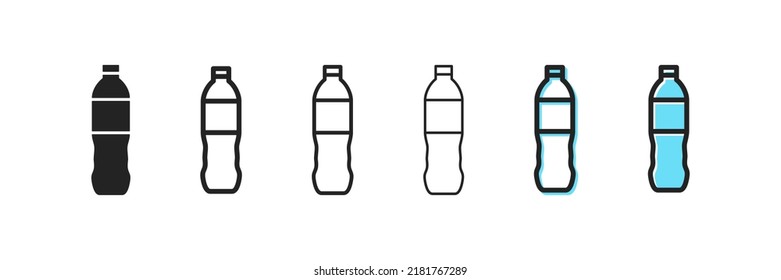 Bottle icon. Mineral water vector symbol. Simple bottle outline icons. Plastic container icons set. Bottles silhouette, web icon. EPS10