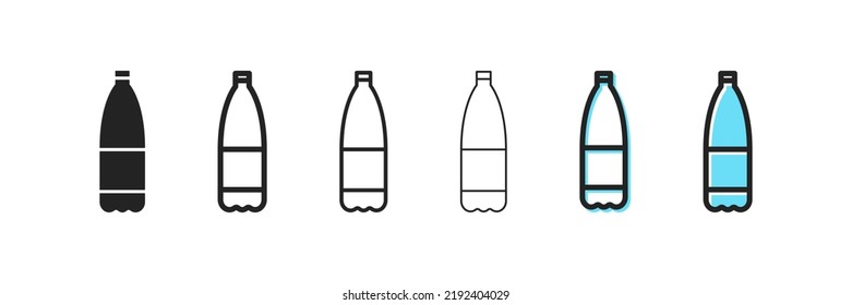 Bottle icon. Mineral water vector symbol. Simple bottle outline icons. Plastic container icons set. Bottles silhouette, web icon. EPS10