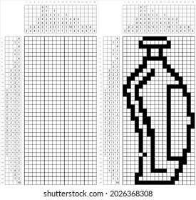 Icono De Botella Arte Píxel No-Gráfica, Botella Plástica De Vidrio, Gridddlers De Juego De Rompecabezas Lógico, Pic-A-Pix, Pintura De Imagen Por Números, Micross, Ilustración De Arte Vector