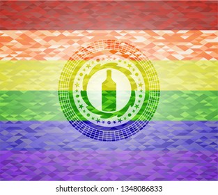 bottle icon on mosaic background with the colors of the LGBT flag