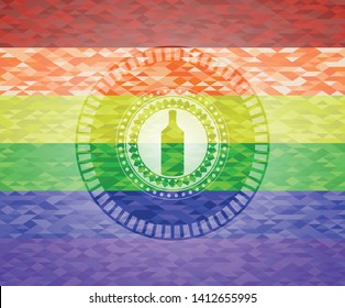 bottle icon on mosaic background with the colors of the LGBT flag