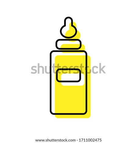 Bottle icon with a pacifier in yellow style. Vector image, eps 10 version