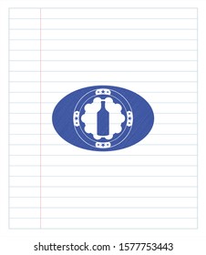 bottle icon pen draw. Blue ink. Vector Illustration. Detailed.