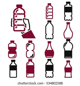 bottle icon set