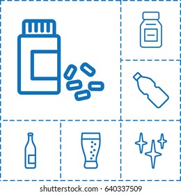 Bottle icon. set of 6 bottle outline icons such as clean, medicine, soda