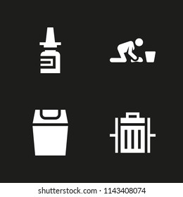 bottle icon set. cleaning, nasal spray and trash vector icon for graphic design and web