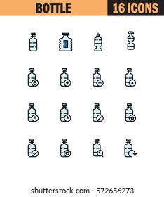 Bottle icon set. Collection of high quality outline symbols for web design or mobile app. Thin line signs for design logo. Black outline pictograms on white background