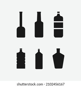 Bottle icon set. Illustration isolated on white background.