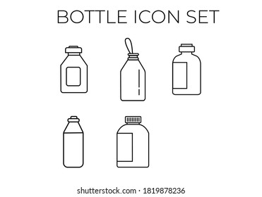 bottle icon set on white background