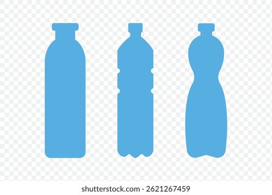 Conjunto de iconos de botellas. colecciones de símbolos de símbolos de botellas de plástico, Ilustración vectorial. EPS 10.