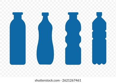 Conjunto de iconos de botellas. colecciones de símbolos de símbolos de botellas de plástico, Ilustración vectorial. EPS 10.