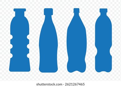 Conjunto de iconos de botellas. colecciones de símbolos de símbolos de botellas de plástico, Ilustración vectorial. EPS 10.