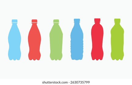 Flaschensymbol-Set. Plastikflasche Symbol Symbol Symbol Zeichen Sammlungen, Vektorgrafik.
