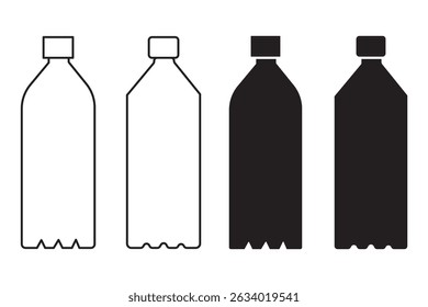 Conjunto de iconos de botellas. colecciones de símbolos de símbolos de botellas de plástico, Ilustración vectorial.