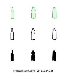 Bottle icon set. bottle vector icon