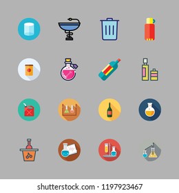 bottle icon set. vector set about flask, olive oil, poison and products icons set.