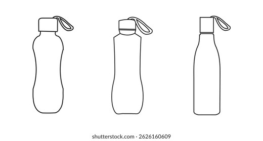 Bottle icon set. Bottle vector icon. Bottle icon with different style. Black and white color.