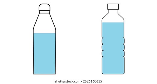 Bottle icon set. Bottle vector icon. Bottle icon with different style. Black and white color.