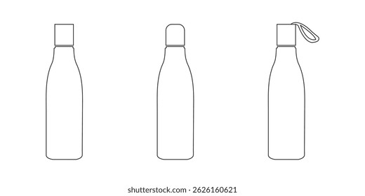 Bottle icon set. Bottle vector icon. Bottle icon with different style. Black and white color.