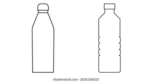 Bottle icon set. Bottle vector icon. Bottle icon with different style. Black and white color.