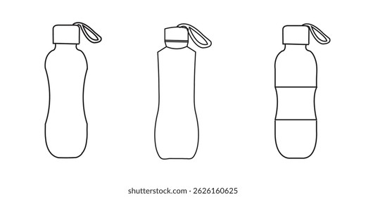 Bottle icon set. Bottle vector icon. Bottle icon with different style. Black and white color.