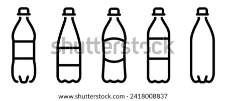 Bottle icon set, vector icons. Bottle sign outline, flat style illustration. Outline Stroke icons. Vector illustration. 