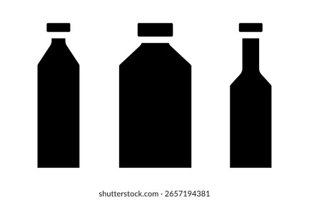 Bottle icon set. Vector illustration.