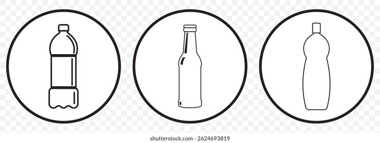 Bottle icon set. bottle vector icon set on Transparent Background. EPS 10.