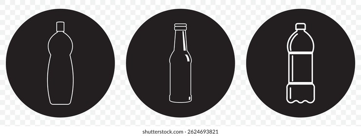 Bottle icon set. bottle vector icon set on Transparent Background. EPS 10.