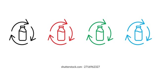 Icono de botella establecido Vector sobre fondo blanco. icono de botella de rotación. Ilustración vectorial.