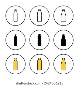 Bottle icon set vector. bottle sign and symbol