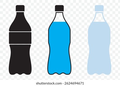 Bottle icon set. bottle vector icon Set of three on Transparent Background. EPS 10. 