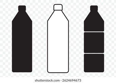 Bottle icon set. bottle vector icon Set of three on Transparent Background. EPS 10. 
