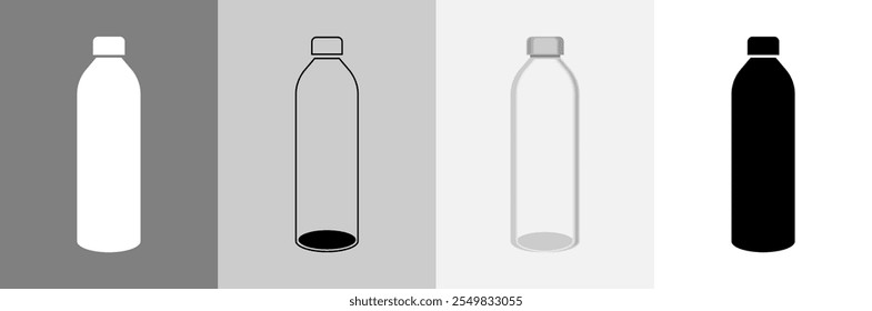 Bottle icon set, water bottle vector illustration, Plastic bottle icon set with different style. Outline bottle symbol, bottle-clipart design isolated. container outline icon.