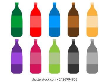 Bottle icon sheet of different colors.