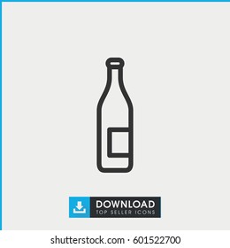 bottle icon. simple outline bottle vector icon. on white background.