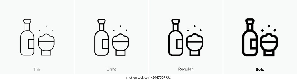 bottle icon. Thin, Light Regular And Bold style design isolated on white background