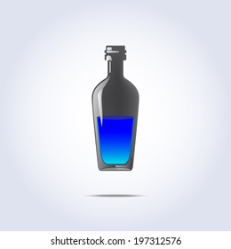 bottle icon in vector with blue liquid