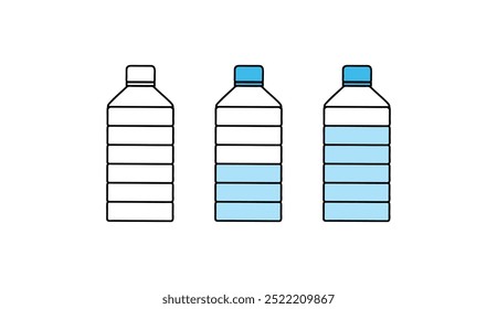 Bottle icon vector design for drinking. . bottle vector icon. Set of bottle icon blue color. Plastic bottle collection.