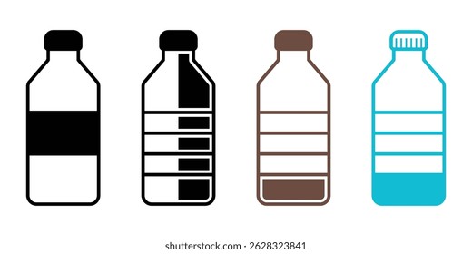 Bottle icon vector illustration set isolated on white background