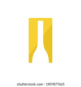 Bottle icon vector isolated on white. Modern wine bar bottle.